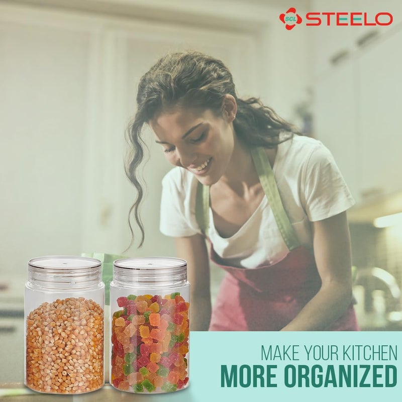 SCL Steelo Homely Plastic Air Tight Kitchen Jar Container Set Heavy Duty Material BPA Free Clear 750 ml Pack of 4 - Image 4