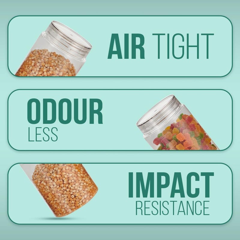 SCL Steelo Homely Plastic Air Tight Kitchen Jar Container Set Heavy Duty Material BPA Free Clear 750 ml Pack of 4 - Image 3