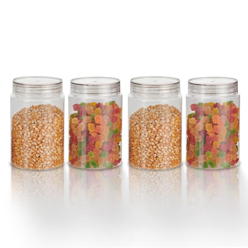SCL Steelo Homely Plastic Air Tight Kitchen Jar Container Set Heavy Duty Material BPA Free Clear 750 ml Pack of 4 - Image 1
