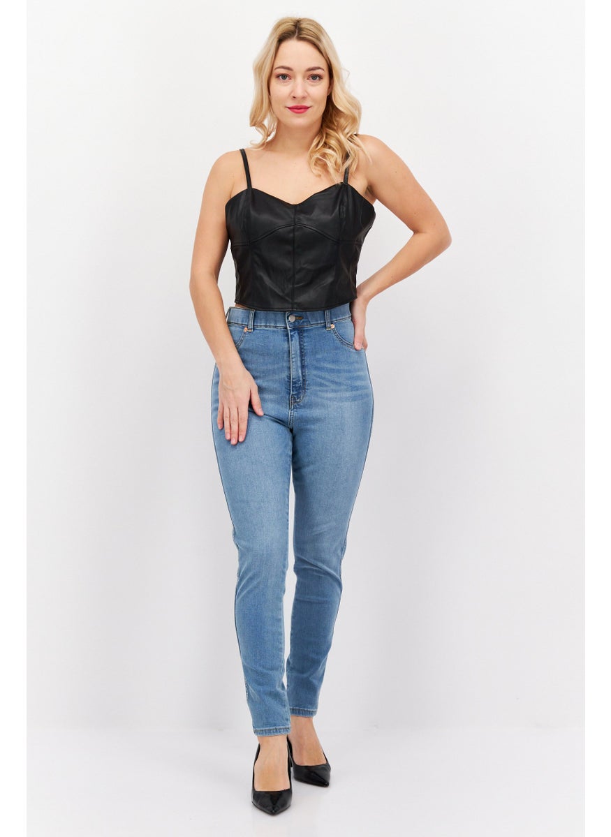 Dr Denim Women Skinny Fit Light Wash Stretchable Denim, Blue  - Image 2