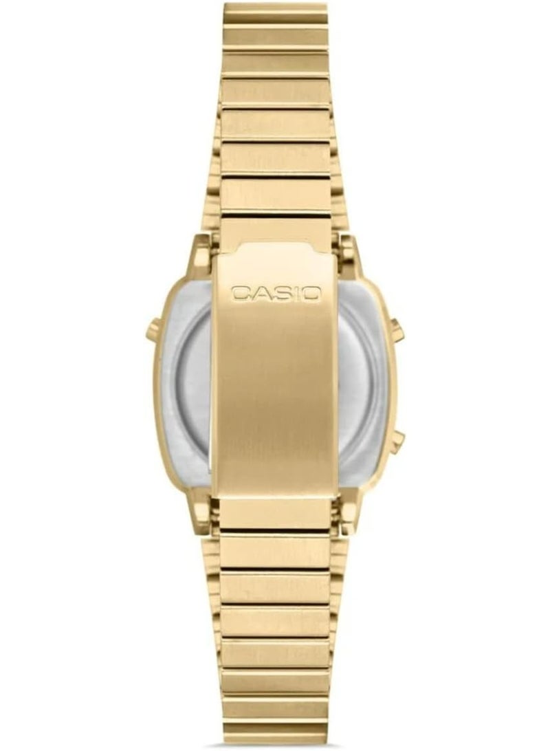 Casio Vintage Women's Digital Watch – Black Dial, Gold Stainless Steel Strap - Image 4