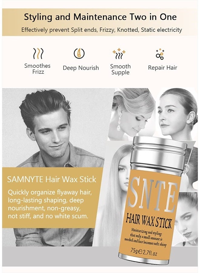 Samnyte Hair Wax Stick, Wax Stick for Hair Wigs Edge Control Slick Stick Hair Pomade Stick Non-greasy Styling Wax for Fly Away & Edge Frizz Hair 2.7 Oz - Image 2