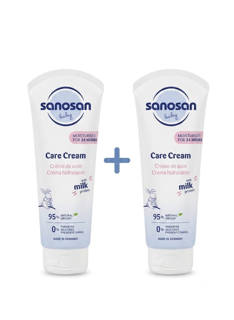 Two packs of Sanosan Intensive Care Cream – deep hydration for face and body for 24 hours, for babies from birth (2 x 100ml).