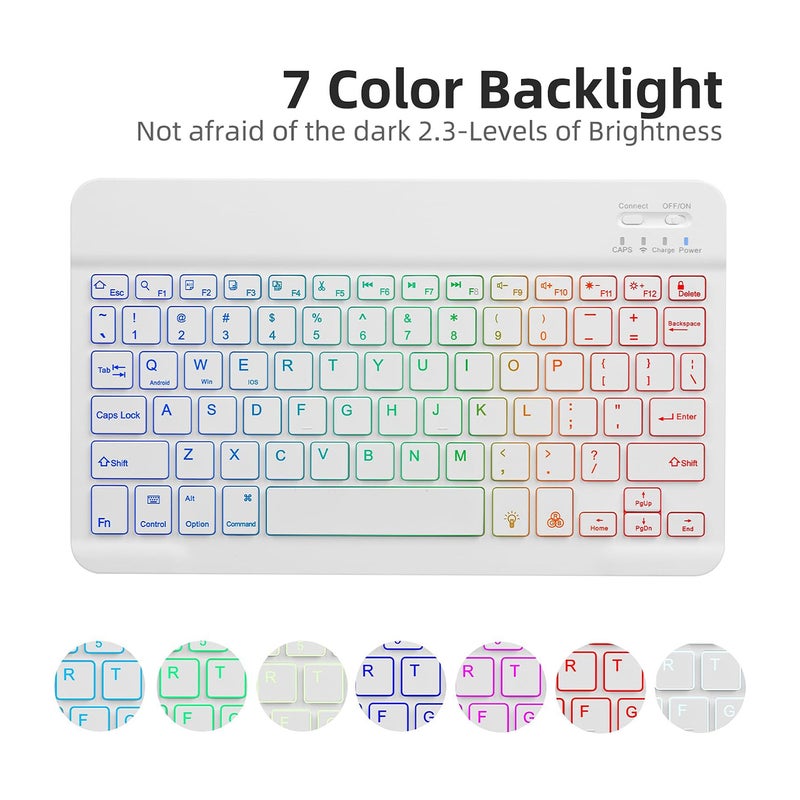 Tablet Case Bluetooth Keyboard and Mouse Kit for Samsung Galaxy Tab S7 S8S9 S9FE 11 Tablet Keyboard Stand Model with Pen Slot Colourful Backlit Bluetooth Keyboard + Mouse + Protective Case - Image 3