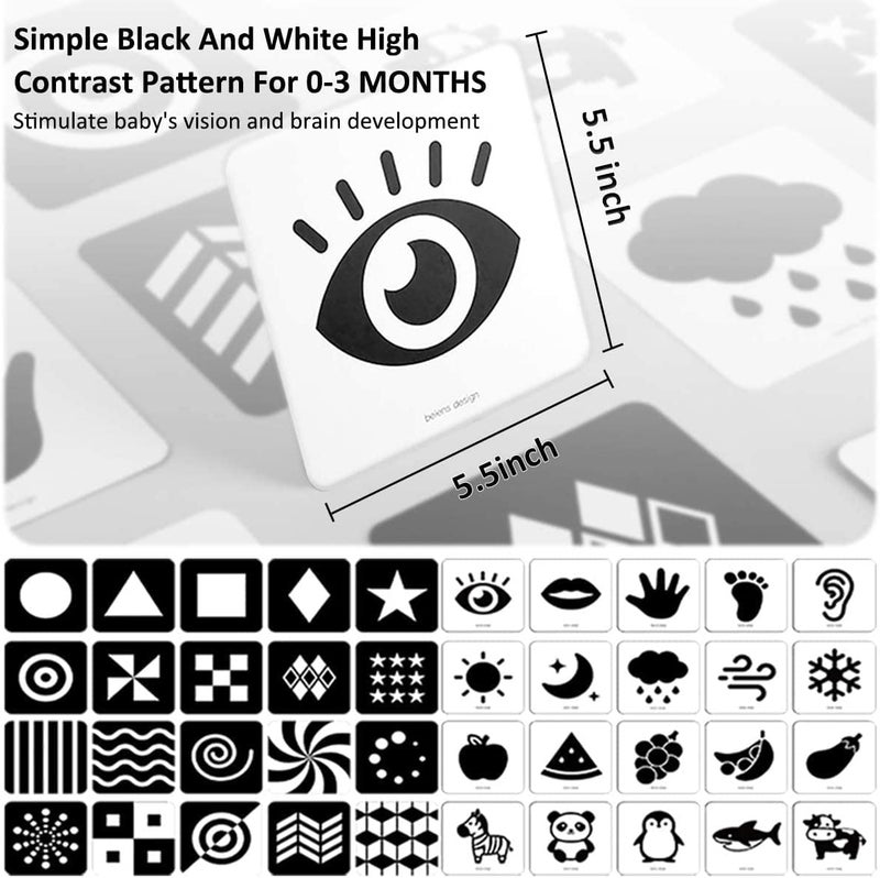 beiens High Contrast Baby Flashcards, Black White Color Newborn Brain Development Toys, Visual Stimulation Learning Activity Cards, Educational Infants Gift (Black & White(for 0-3 Months)) - Image 3