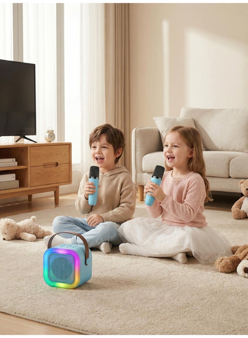 كاف في لام أ مكبر صوت كاريوكي صغير للأطفال من سنتين إلى 12 سنة مع أضواء LED وميكروفونين لاسلكيين محمول هدية عيد ميلاد وعطلات للبنات والأولاد استخدام يومي ومنزلي وردي K12 - Image 4