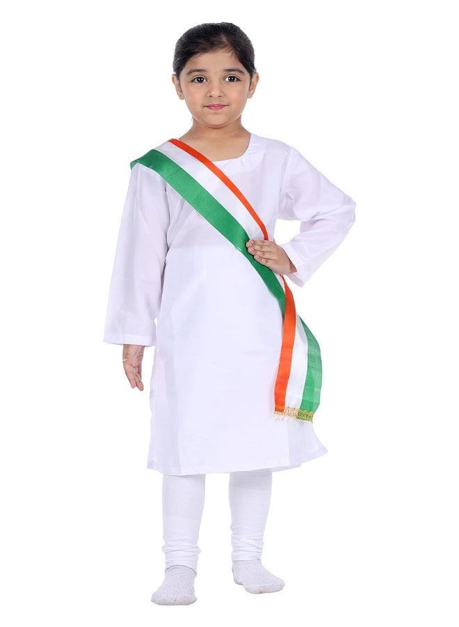DESI ANDAAZ Cotton Blend Suit Set with Tricolor Stole for Girls/Indian Patriotic Independence Day Kids Fancy Dress Costume for girls - Image 1