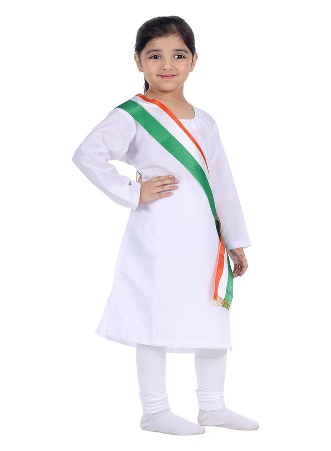 DESI ANDAAZ Cotton Blend Suit Set with Tricolor Stole for Girls/Indian Patriotic Independence Day Kids Fancy Dress Costume for girls - Image 3