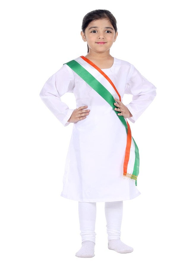 DESI ANDAAZ Cotton Blend Suit Set with Tricolor Stole for Girls/Indian Patriotic Independence Day Kids Fancy Dress Costume for girls - Image 5