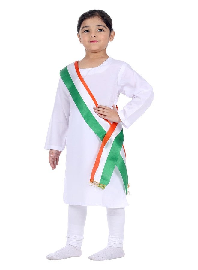 DESI ANDAAZ Cotton Blend Suit Set with Tricolor Stole for Girls/Indian Patriotic Independence Day Kids Fancy Dress Costume for girls - Image 2
