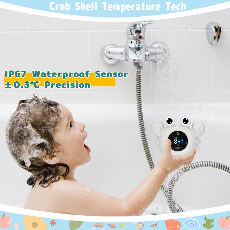 TKY Crab Baby Bath Thermometer Toy - Digital Floating Water Thermometer with LED Display, Color Temperature Alerts & Safe Bath Sensor for Newborn, Infant Bathtub Essentials - Image 4
