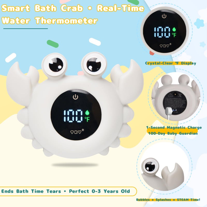 TKY Crab Baby Bath Thermometer Toy - Digital Floating Water Thermometer with LED Display, Color Temperature Alerts & Safe Bath Sensor for Newborn, Infant Bathtub Essentials - Image 3