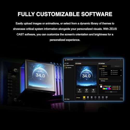 GAMDIAS CHIONE P5-240 Liquid CPU Cooler, 240mm AIO w/Customizable 3.4'' IPS LCD, Rotatable Magnetic Pump, Hidden Cable Fan (Daisy-Chained), Support PWM & ARGB MB Sync, Intel LGA 1851；AMD AM5, Black - Image 4