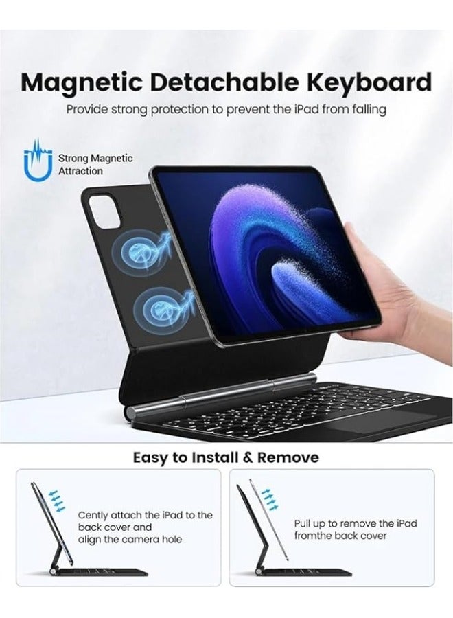 Magic Smart Bluetooth Keyboard Case Compatible with Xiaomi Mi Pad 6 / Pad 6 Pro 11 Inch 2023 with Trackpad RGB Backlit Keyboard - Image 4