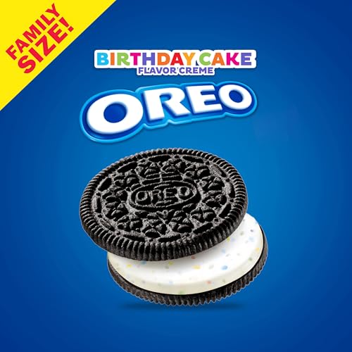 OREO Birthday Cake Creme Chocolate Sandwich Cookies, Family Size, 17 oz - Image 2