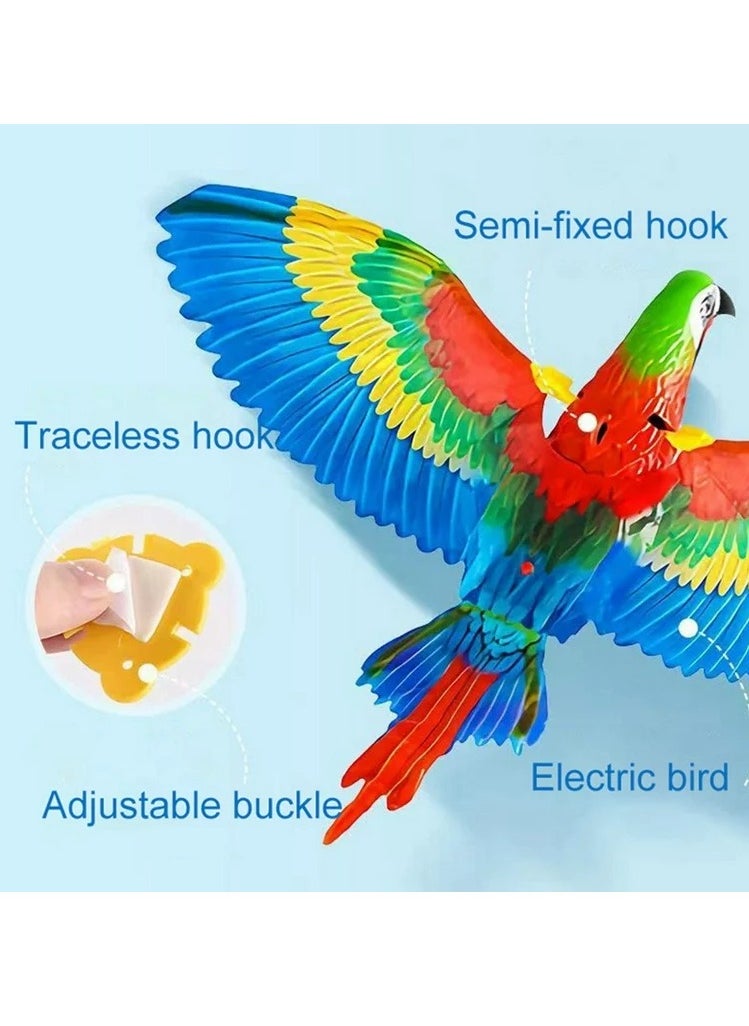 Flying Bird Cat Toy, Imitation Parrot Hanging Door Cat Interactive Toy, Automatic Hanging Parrot Flying Bird, Simulation Bird Interactive Cat Toy For Indoor Cats, (Parrot Audio Model without battery)