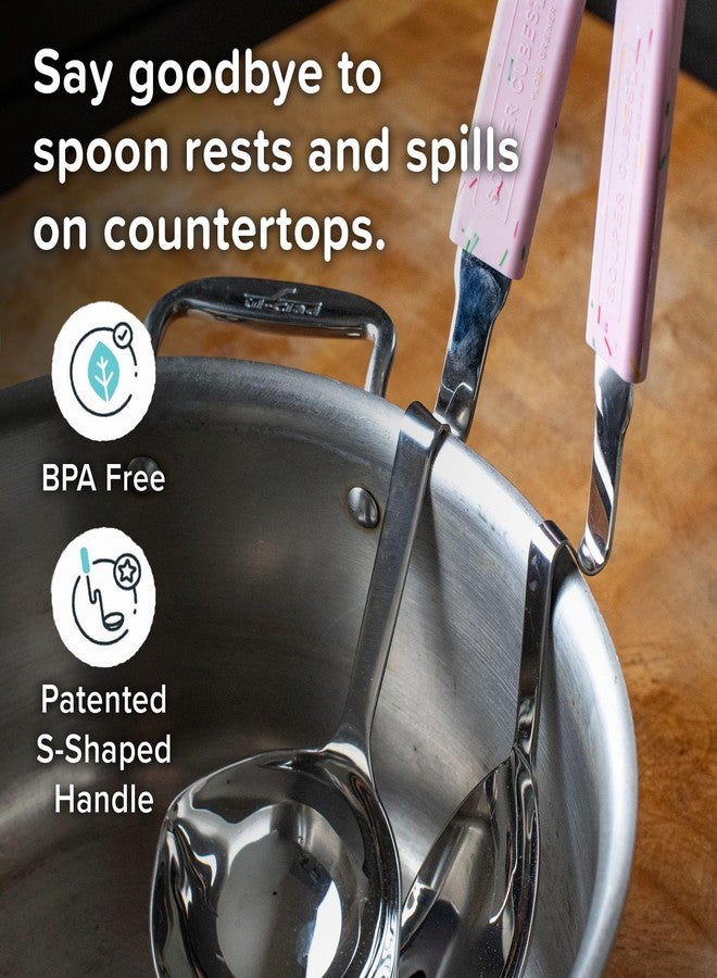 Souper Cubes + Lori Greiner No Mess Stainless Steel Soup Ladle with Silicone Handle - Metal Soup Ladle with No Mess Design That Hooks on Side of Any Pot - Cotton Candy - Image 3