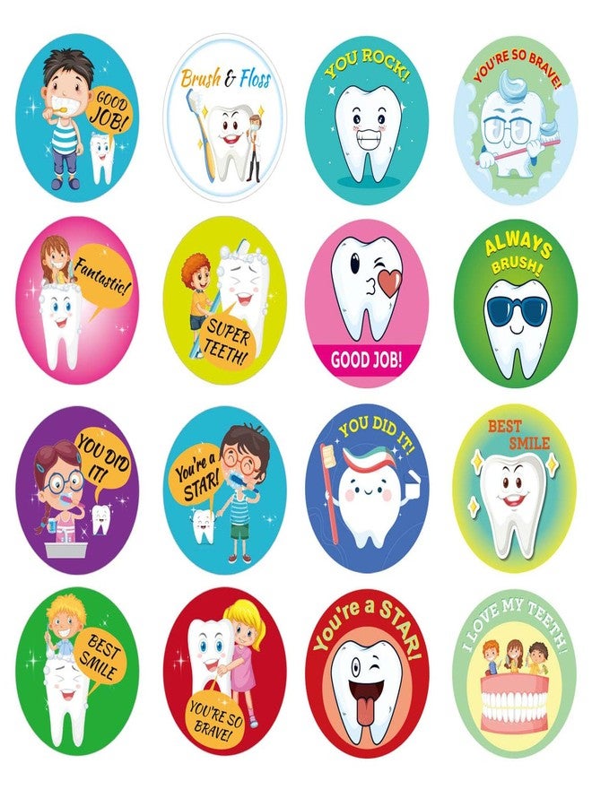 Airgoesin Dental Stickers Assortment - 2 Rolls Includes 1000pcs in 16 Designs Tooth Styles Dental Themed Stickers - Dental Reward, Prizes and Giveaways, Party Favors - Fun Craft Tool - Image 2