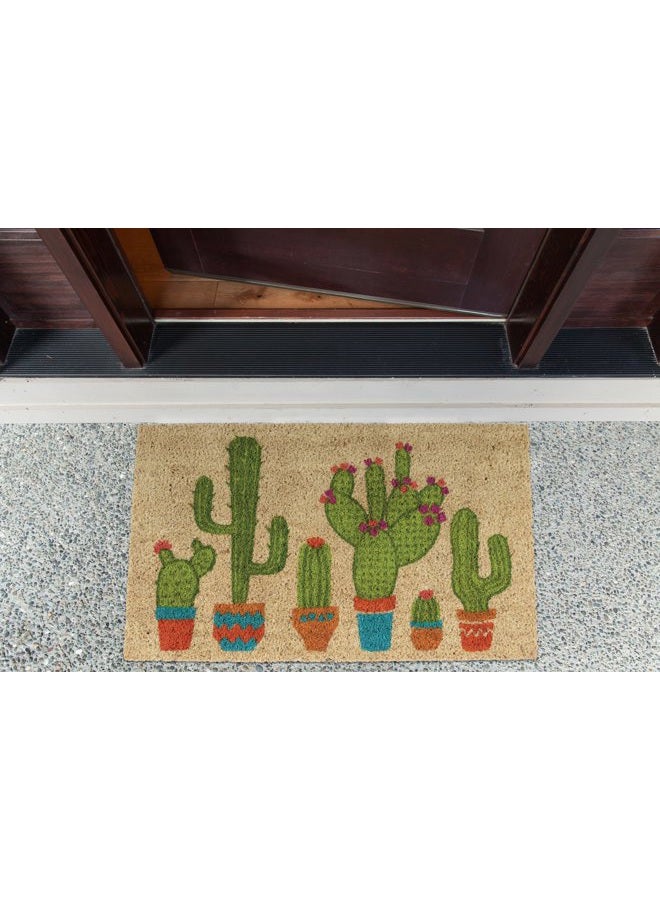DII Floral Design Collection Natural Coir Doormat, 17x29, Cactus - Image 3