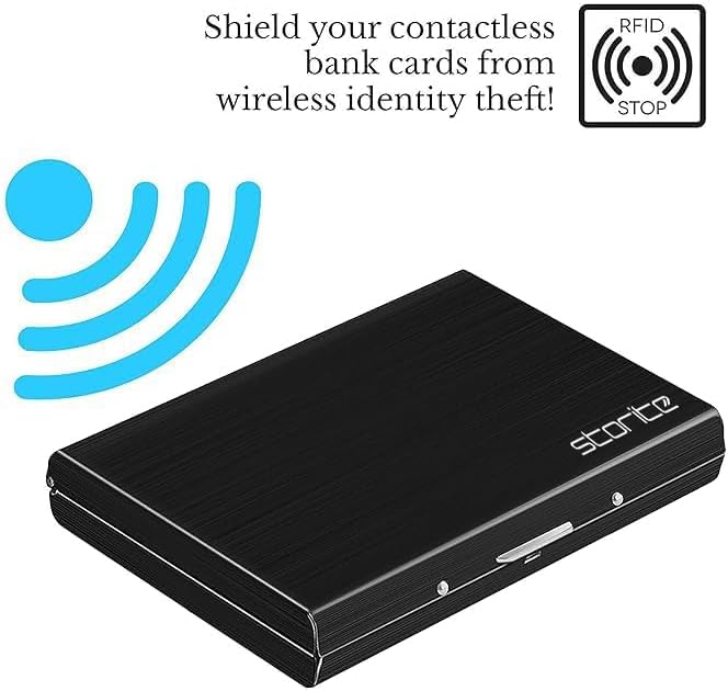 Storite Black 8 Slots RFID Protected Metal Credit/Debit/ATM Card Holder Case Wallet for Men & Women (Black-9.5 x 6.5 x 1.5 CM) - Image 5
