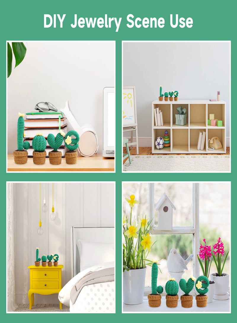 Beginner-Friendly Crochet Kit, 4-Piece Cactus Potted Set for Adults and Kids, Complete Knitting Starter Kit with Step-by-Step Instructions and Video Tutorials, Easy to Use - Image 3