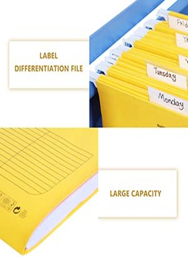 SOYIRI Hanging File Folder, A4 Suspension Files Holder, Hang Folder, Filing Cabinet Suspension File with Tab and Label for School Home Office, Yellow, 25 Pack - Image 4