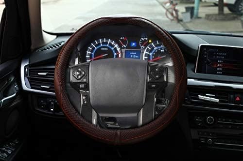 Valleycomfy Steering Wheel Covers Universal 15.75 inch - Genuine Leather, Breathable, Anti Slip & Odor Free (Coffee, L(15" 1/2-16")) - Image 5