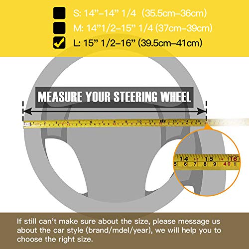 Valleycomfy Steering Wheel Covers Universal 15.75 inch - Genuine Leather, Breathable, Anti Slip & Odor Free (Coffee, L(15" 1/2-16")) - Image 3