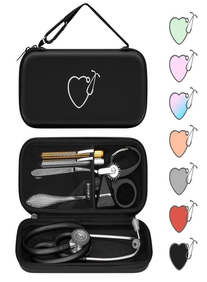ينك حقيبة سماعات طبية لسماعات 3M Littmann Classic III و Lightweight II SE و MDF Acoustica Deluxe، مساحة إضافية لملحقات الممرضات والمعدات الطبية، حقيبة حمل صلبة مع جيب شبكي، أسود - Image 1