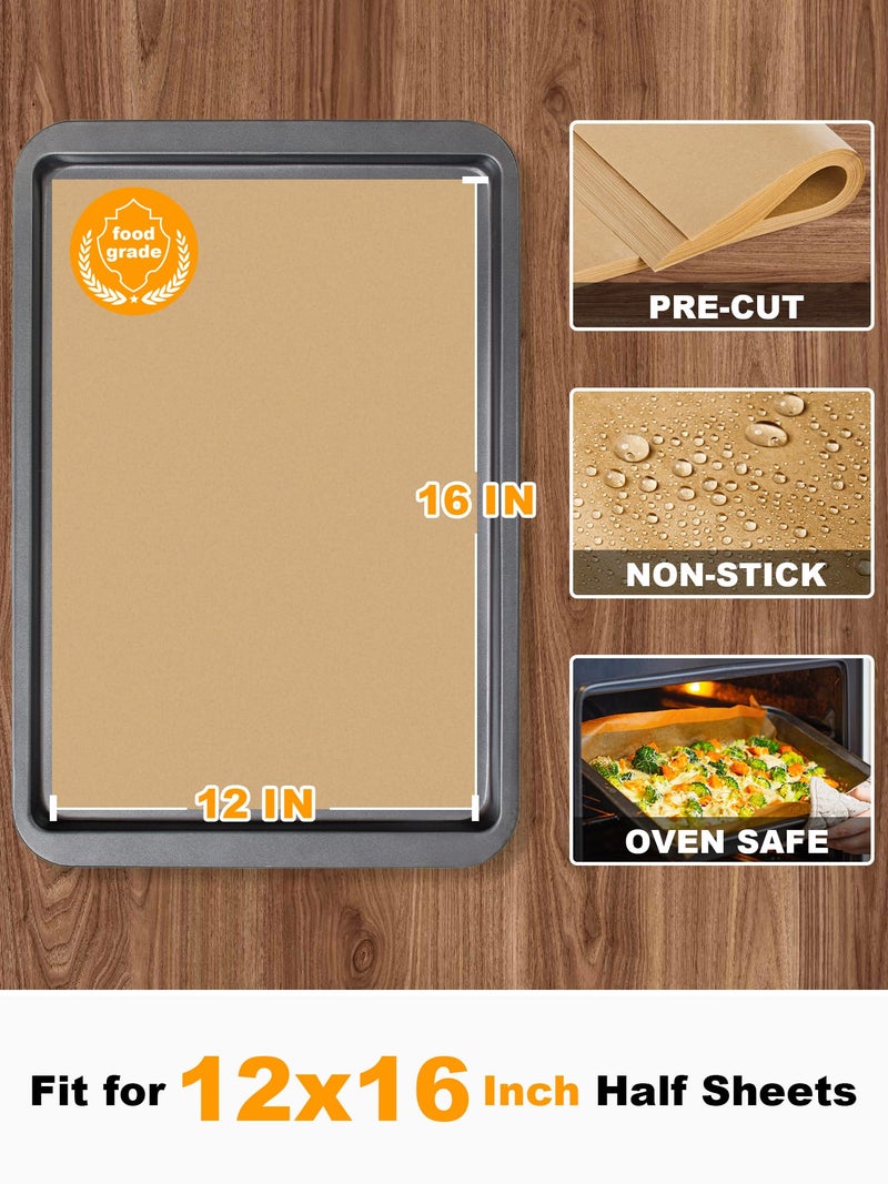 SMARTAKE 400 Pcs Parchment Paper Baking Sheets, 12x16 Inches Non-Stick Precut Baking Parchment, for Baking Grilling Air Fryer Steaming Bread Cup Cake Cookie and More (Unbleached) - Image 2