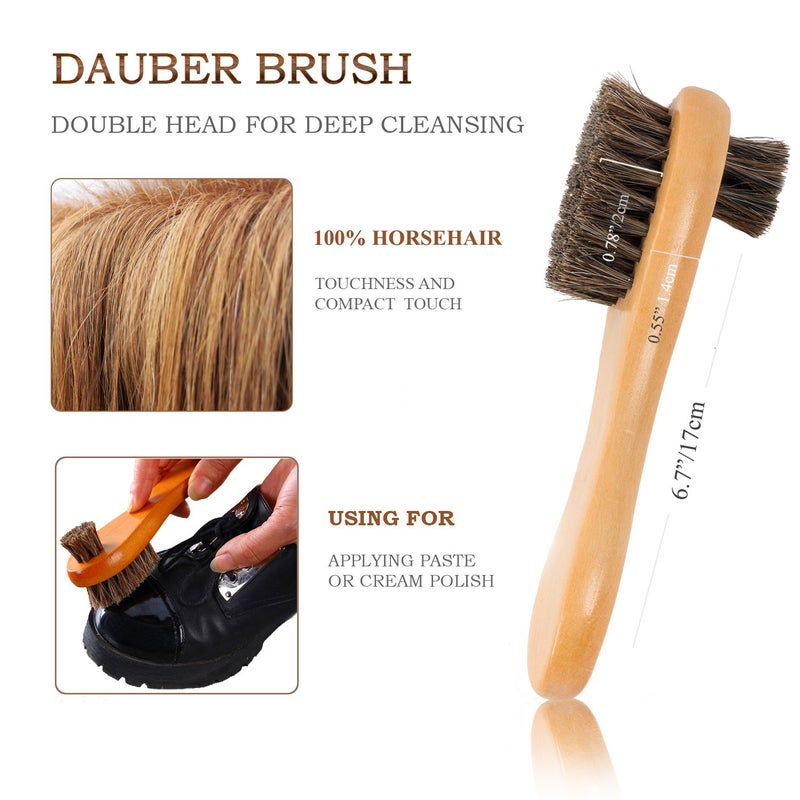 TAKAVU TAKAVU Shoe Shine Brushes Kit (4PCS) - 100% Soft Horsehair Bristles Brush, Polish Applicator, Crepe Suede Shoes Brush, Microfiber Buffing Cloth for Shoes, Leather, Boot, Cloth, Bag  - Image 3