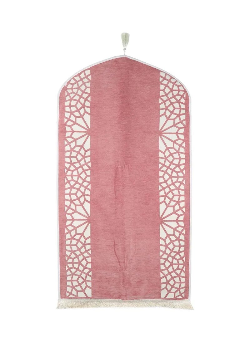 Prayer Mat from the Eylul collection with a bag from the local brand Manasek | Saudi products | Made of polyester, cotton, and soft double chenille fabric, comfortable and practical - 70 x 120 cm