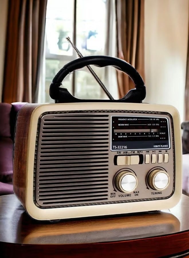 TOSCANA U Portable radio FM - AM - SW Gold/Brown/Black Bluetooth Portable Audio TF Card USB Flash disk Aux playback - Image 1