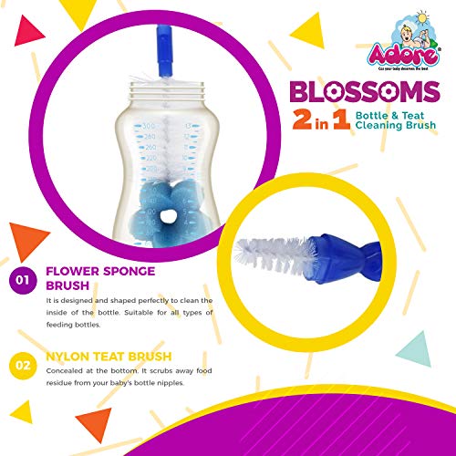 Adore Bottle Nipple and Straw Cleaning Kit, Multi Color Feeding Bottle Cleaner Brush (Cleaning Brush Kit) (Blossoms) - Image 2