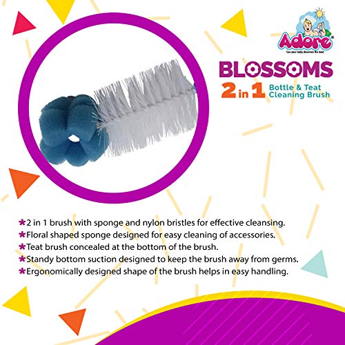 Adore Bottle Nipple and Straw Cleaning Kit, Multi Color Feeding Bottle Cleaner Brush (Cleaning Brush Kit) (Blossoms) - Image 3