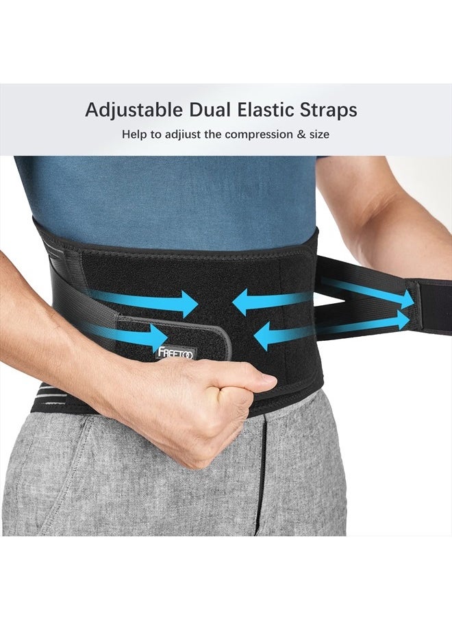 FREETOO - Freetoo Back Braces for Lower Back Pain Relief with 6 Stays, Breathable Back Support Belt for Men/Women for work, Anti-skid lumbar support belt with 16-hole Mesh for sciatica,plus size(XXL) - Image 1