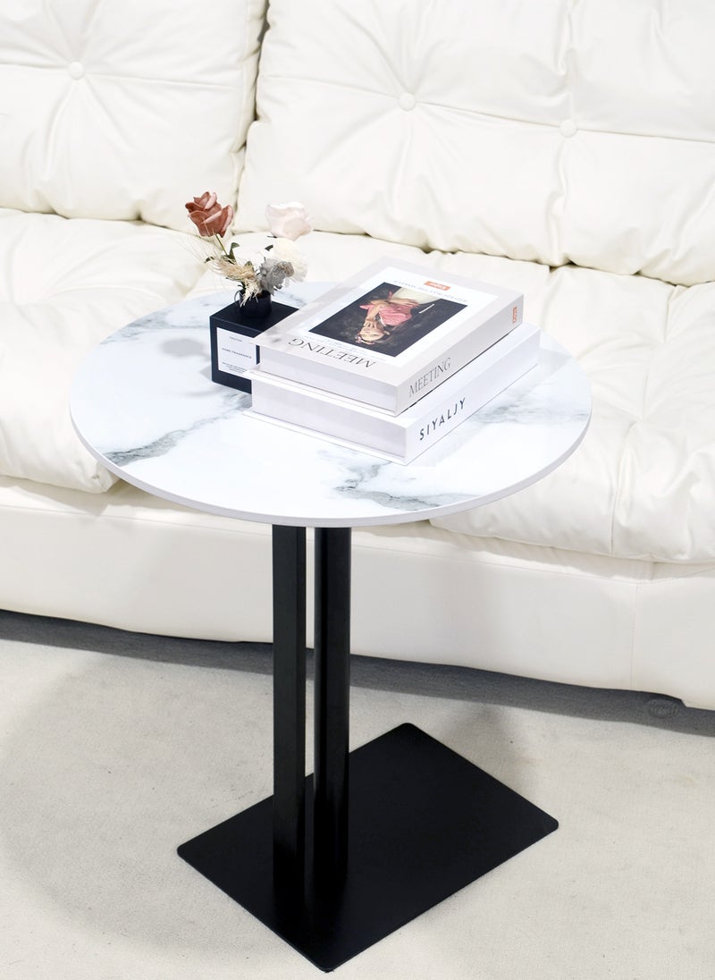 Sharpdo - Round Coffee Table Rock Board Side Table Minimalist Home Living Room Density Board Small End Table Light Luxury Sofe Side Table 40*40*60cm - Image 1