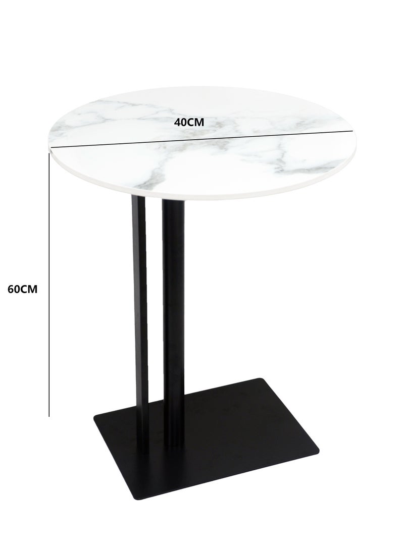 Sharpdo - Round Coffee Table Rock Board Side Table Minimalist Home Living Room Density Board Small End Table Light Luxury Sofe Side Table 40*40*60cm - Image 1