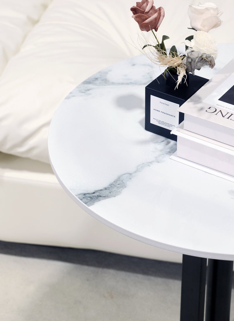 Sharpdo - Round Coffee Table Rock Board Side Table Minimalist Home Living Room Density Board Small End Table Light Luxury Sofe Side Table 40*40*60cm - Image 1
