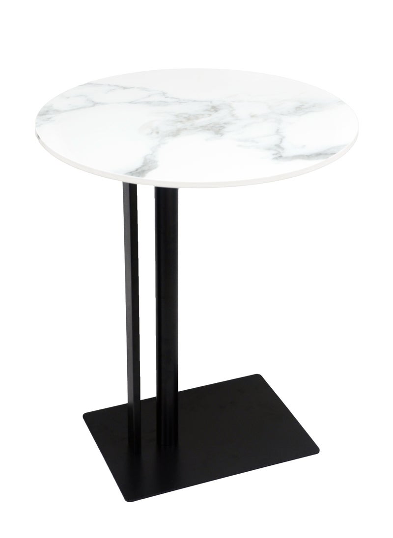 Sharpdo - Round Coffee Table Rock Board Side Table Minimalist Home Living Room Density Board Small End Table Light Luxury Sofe Side Table 40*40*60cm - Image 1