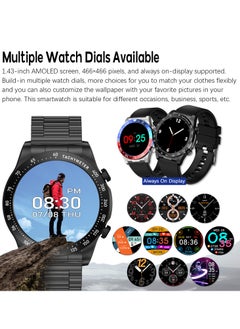 RollsTimi  Men's Smartwatch 1.43" Amoled HD Full Touch Screen Fitness Tracker Heart Rate Blood Pressure Sleep Monitor Business Sports Smart Watch for Men  - Image 2