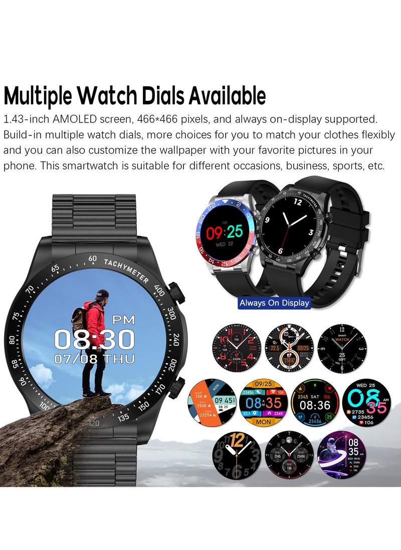 RollsTimi  Men's Smartwatch 1.43" Amoled HD Full Touch Screen Fitness Tracker Heart Rate Sleep Monitor Business Sports Smart Watch for Men  - Image 2