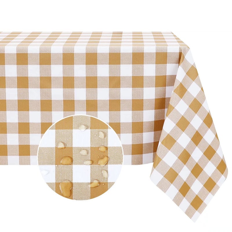 Romanstile Rectangle Vinyl PVC Tablecloth 100 Waterproof Buffalo Plaid Plastic Table Cloth Oil Proof Heavy Duty Wipeable Table Covers for DiningCampingPicnicOutdoor 54 x 78 Coffee and White