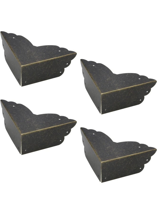 Mcredy Corner Protectors for Furniture,4 Pack Table Corner Protectors Metal Bronze Box Corners Decorative 2.8x2.8x1.2(LxWxH),Side Length 2.8" - Image 1