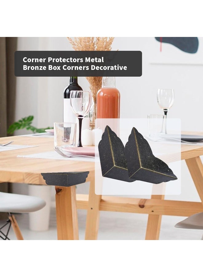 Mcredy Corner Protectors for Furniture,4 Pack Table Corner Protectors Metal Bronze Box Corners Decorative 2.8x2.8x1.2(LxWxH),Side Length 2.8" - Image 3