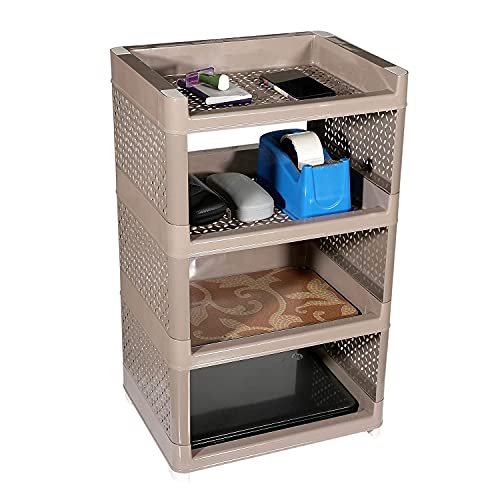 Kavid Plastic Book Storage is Play Rack Shelf Cabinet Unit Organizer - Brown - Image 2