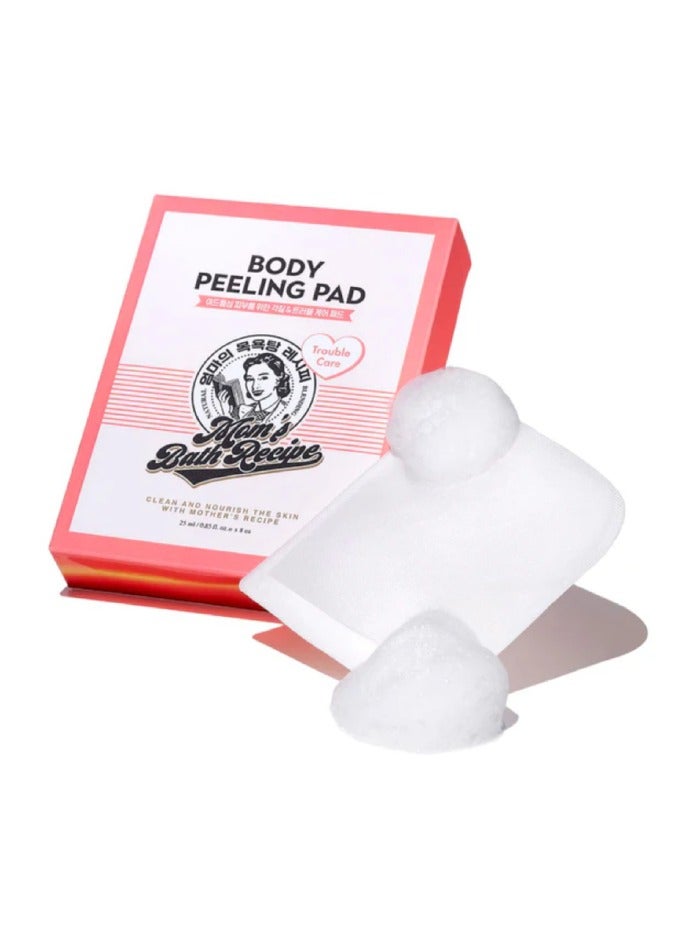 Moms Bath Recipe Mom's Bath Recipe Body Peeling Pad Trouble Care, Acne Remover All in One Bubble Body Wash & Scrub Gloves with BHA & Cica, Exfoliating Washcloth for Dead Skin Cells, Body Acne Breakouts, 8 Sheets - Image 1