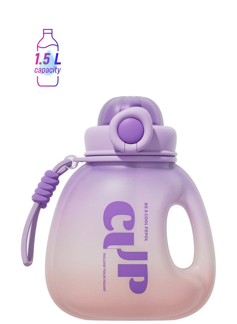 SYOSI Water Jug with Carry Handle & Removable Straw, 48oz Flip Top Lid Water Jug Sports Water Bottle Locking Water Jug with Flip Top Lid Reusable Plastic Large Bottle  for Fitness Gym Outdoor (BPA Free) - Image 1