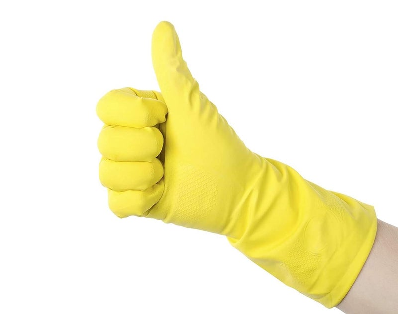 RBGIIT Seebuy Reusable Waterproof Rubber Safety Gloves for Dish Washing Home and Kitchen Cleaning Garden Yellow Free Size 10 Pairs - Image 3