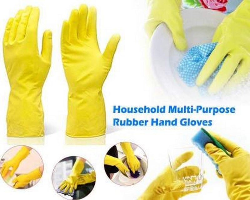 RBGIIT Seebuy Reusable Waterproof Rubber Safety Gloves for Dish Washing Home and Kitchen Cleaning Garden Yellow Free Size 10 Pairs - Image 4